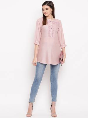Rayon A-line Stitched kurti 1