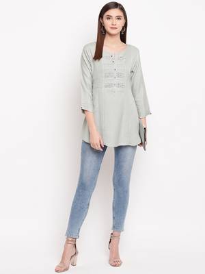Rayon A-line Stitched kurti 1