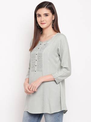 Rayon A-line Stitched kurti 3