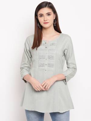 Rayon A-line Stitched kurti 4
