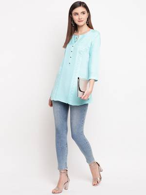 Rayon A-line Stitched kurti 1