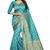 Turquoise woven jacquard saree with blouse