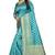 Turquoise woven jacquard saree with blouse