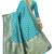 Turquoise woven jacquard saree with blouse