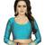 Turquoise woven jacquard saree with blouse