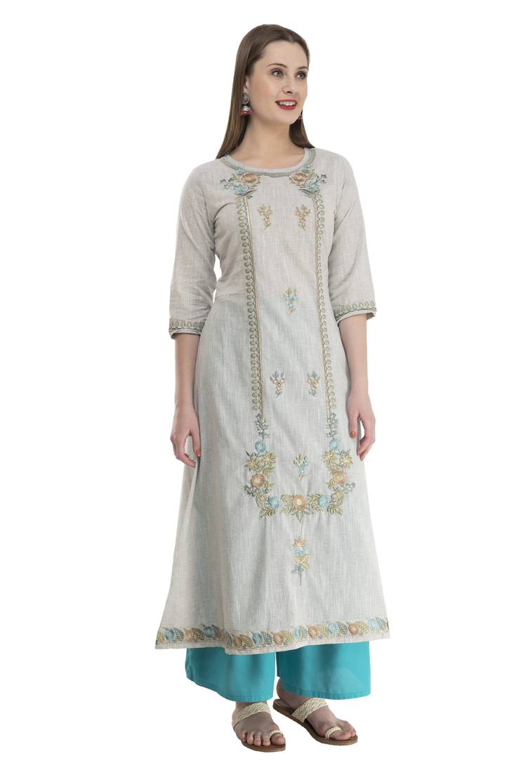 womens cotton Printed Straight Kurta