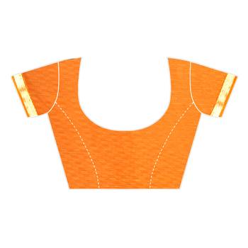 Orange printed chiffon saree with blouse 2