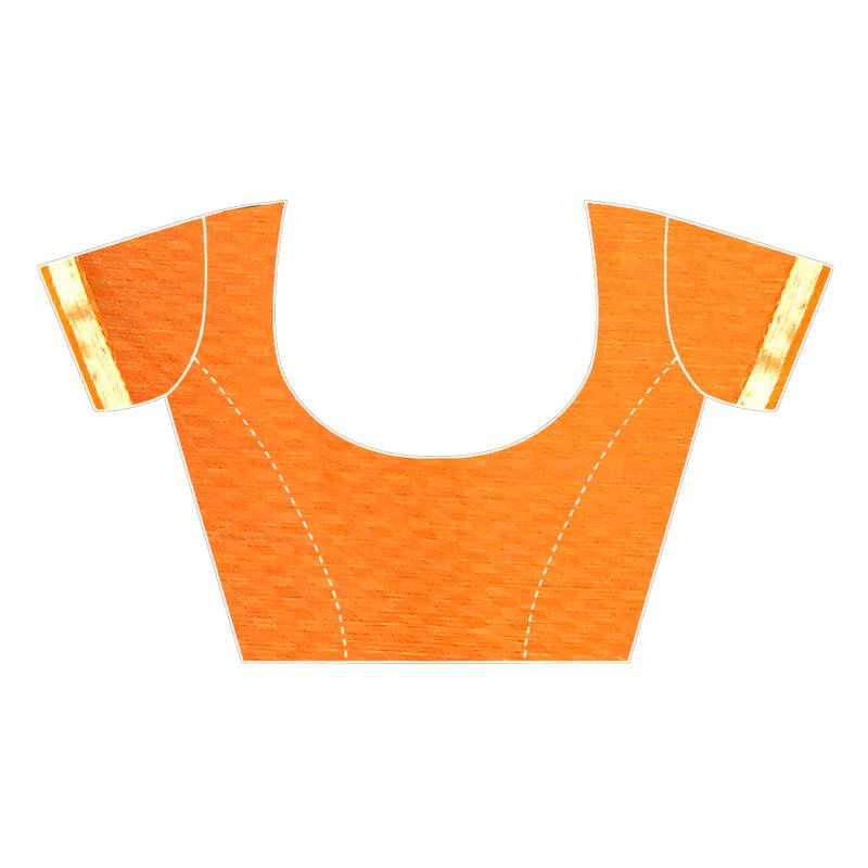 Orange printed chiffon saree with blouse