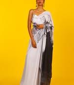 Black & White Impulse Blended Georgette Digital Printed Saree