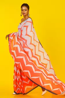 Coral Fling Blended Georgette Digital Printed Saree