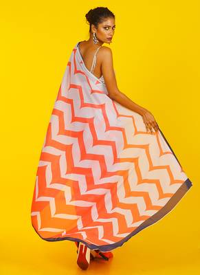 Coral Fling Blended Georgette Digital Printed Saree 3
