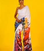 Multi Sky Line Blended Georgette Digital Printed Saree