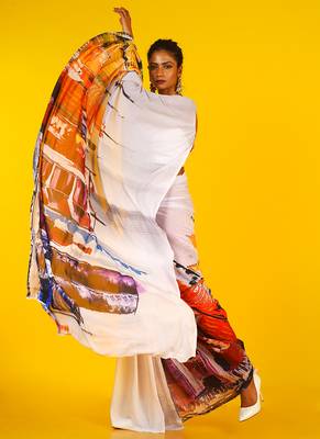 Multi Sky Line Blended Georgette Digital Printed Saree 2