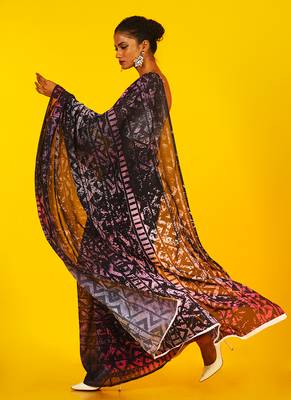 Pink Kitsch Ikkat Blended Georgette Digital Printed Saree 2