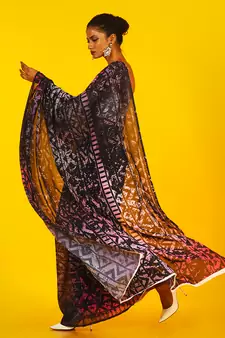 Pink Kitsch Ikkat Blended Georgette Digital Printed Saree