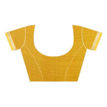 Yellow printed Chiffon Saree with Blouse 5