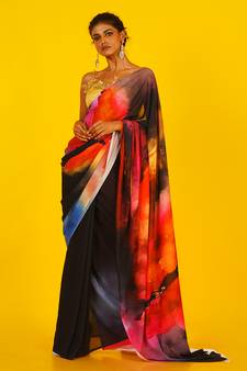 Black Honeysong Blended Georgette Digital Printed Saree