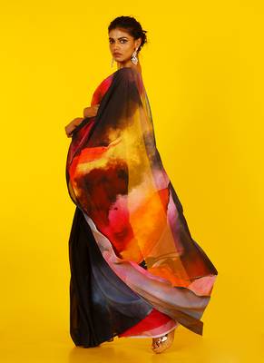 Black Honeysong Blended Georgette Digital Printed Saree 2