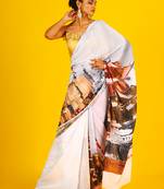 Earthern Sky Line Blended Georgette Digital Printed Saree