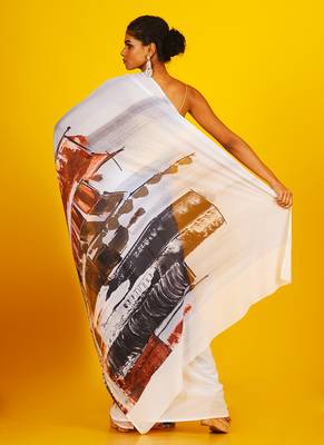 Earthern Sky Line Blended Georgette Digital Printed Saree 3