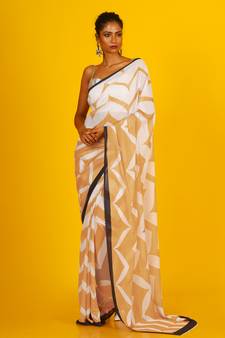 Mustard Fling Blended Georgette Digital Printed Saree