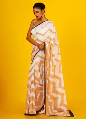 Mustard Fling Blended Georgette Digital Printed Saree 2