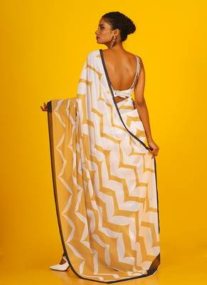 Mustard Fling Blended Georgette Digital Printed Saree 3