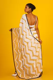 Mustard Fling Blended Georgette Digital Printed Saree