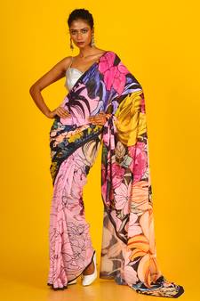 Pink Oasis Blended Georgette Digital Printed Saree