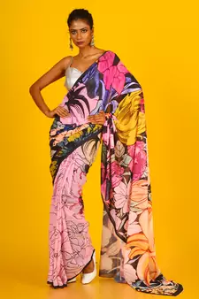 Pink Oasis Blended Georgette Digital Printed Saree