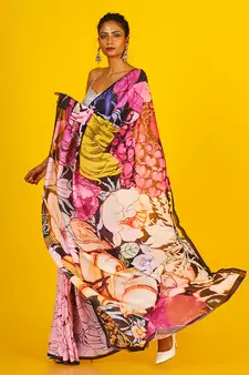 Pink Oasis Blended Georgette Digital Printed Saree
