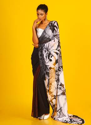 Earthy Oasis Blended Georgette Digital Printed Saree 1
