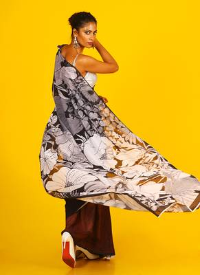 Earthy Oasis Blended Georgette Digital Printed Saree 3