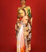 Orange Belladonna Blended Georgette Digital Printed Saree