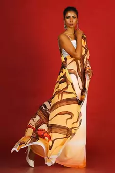 Orange Belladonna Blended Georgette Digital Printed Saree