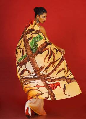 Orange Belladonna Blended Georgette Digital Printed Saree 3