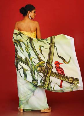 Green Belladonna Blended Georgette Digital Printed Saree 3