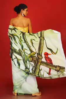 Green Belladonna Blended Georgette Digital Printed Saree