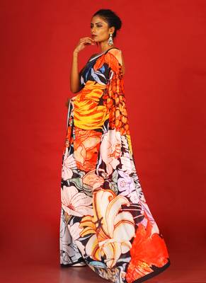 Vibrant Oasis Blended Georgette Digital Printed Saree 2