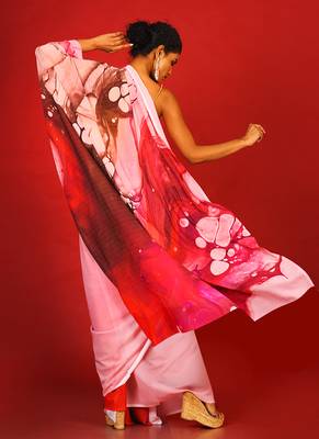 Pink Impluse Blended Georgette Digital Printed Saree 3