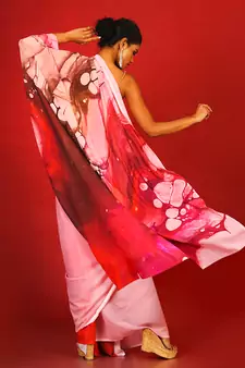 Pink Impluse Blended Georgette Digital Printed Saree
