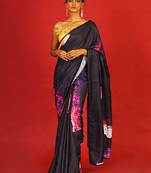 Pink On Black Soul Ages  Blended Linen Satin Digital Printed Saree