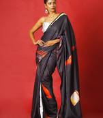 Red On Black Soul Ages  Blended Linen Satin Digital Printed Saree
