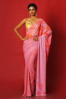Flirty Pink Blended Georgette Digital Printed Saree