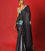 Blue On Black Soul Ages Blended Linen Satin Digital Printed Saree