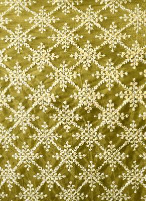 Green Colour Blended Chiffon Saree With Golden Fringe Lace Pallu 4