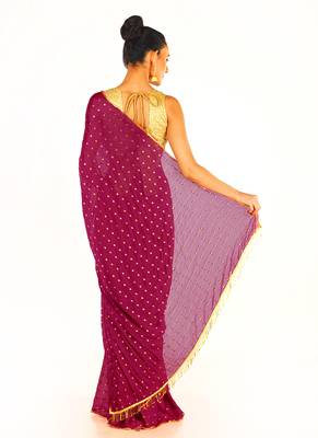 Maroon Colour Blended Organza Saree With Beeded Lace Pallu 3