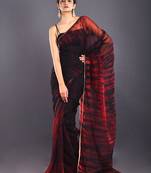 Black & Red Tie & Dye Organza Saree