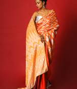 Warm Ikkat  Blended Linen Satin Digital Printed Saree