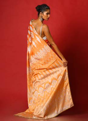 Warm Ikkat  Blended Linen Satin Digital Printed Saree 3